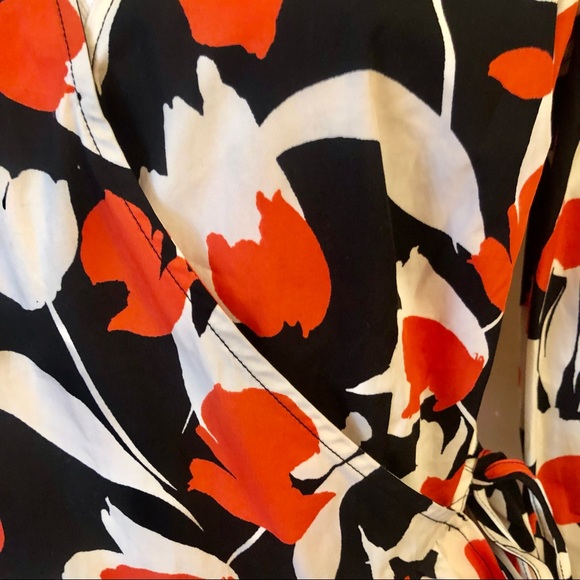 Who What Wear Sz. Medium NWT Wrap Shirt Black, White, Tangerine - Picture 6 of 14